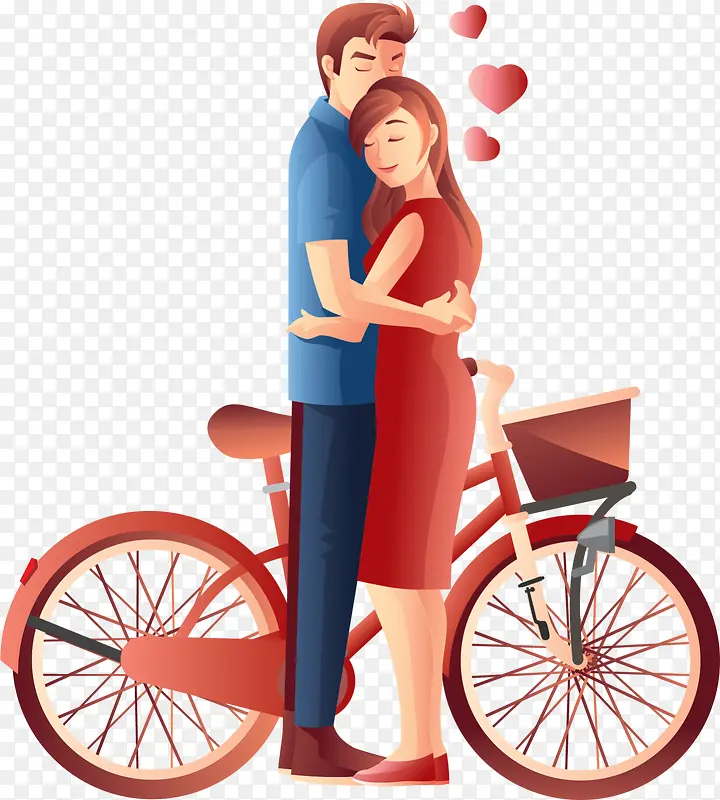 自行车爱心恩爱情侣