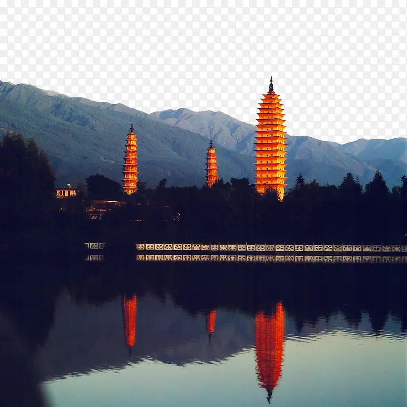 晨曦中的大理三塔