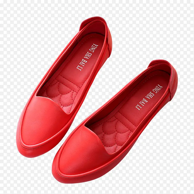 红色女款平底鞋
