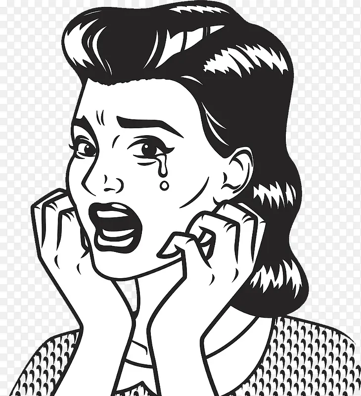 抓狂哭泣的复古女孩