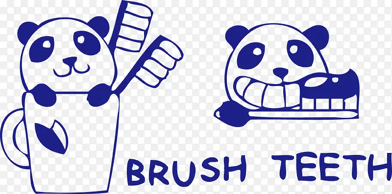 卡通可爱熊猫牙刷水杯刷牙
