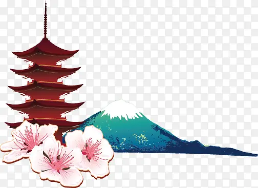 富士山和日式塔