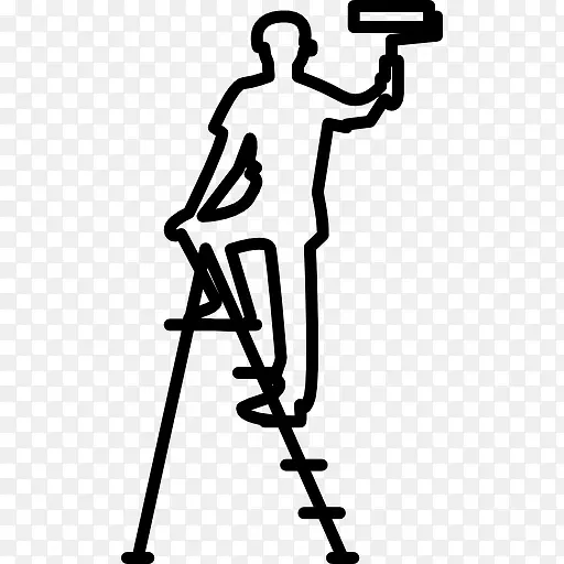 男性画家辊和梯子图标