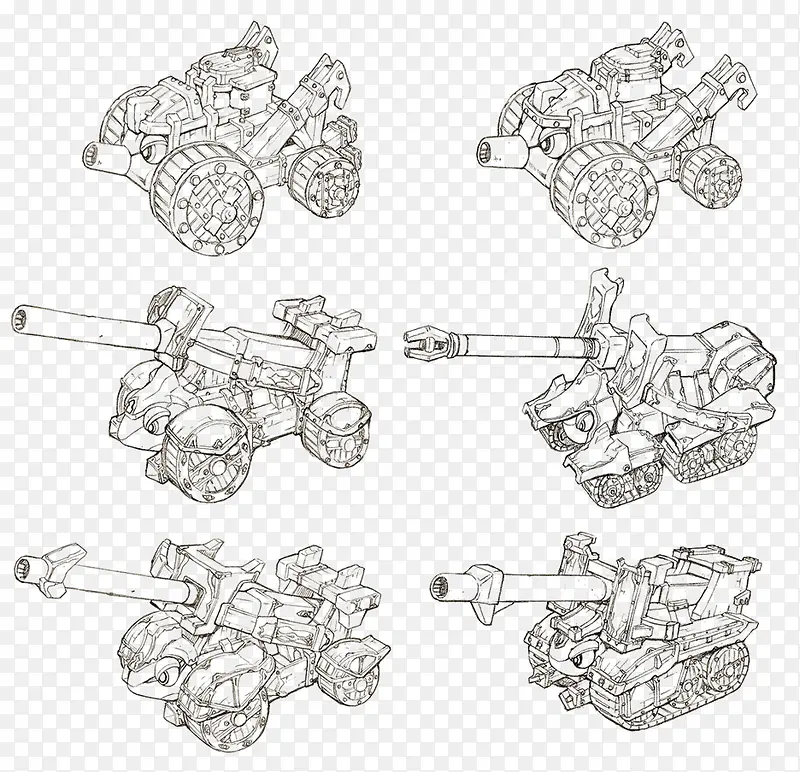 手绘武器模型线稿