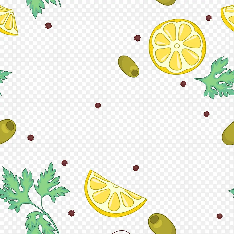芹菜柠檬胡椒橄榄背景矢量图