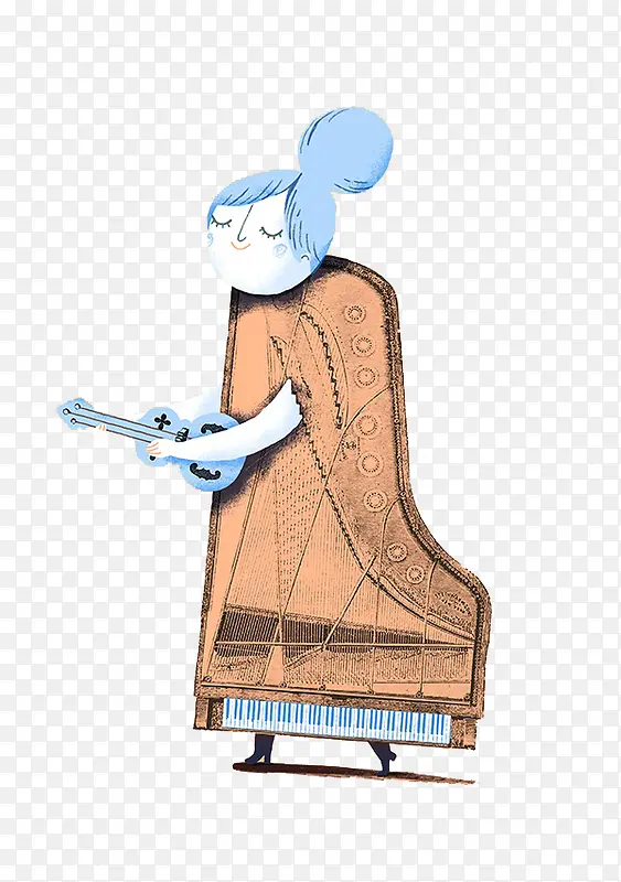 卡通女人弹吉他