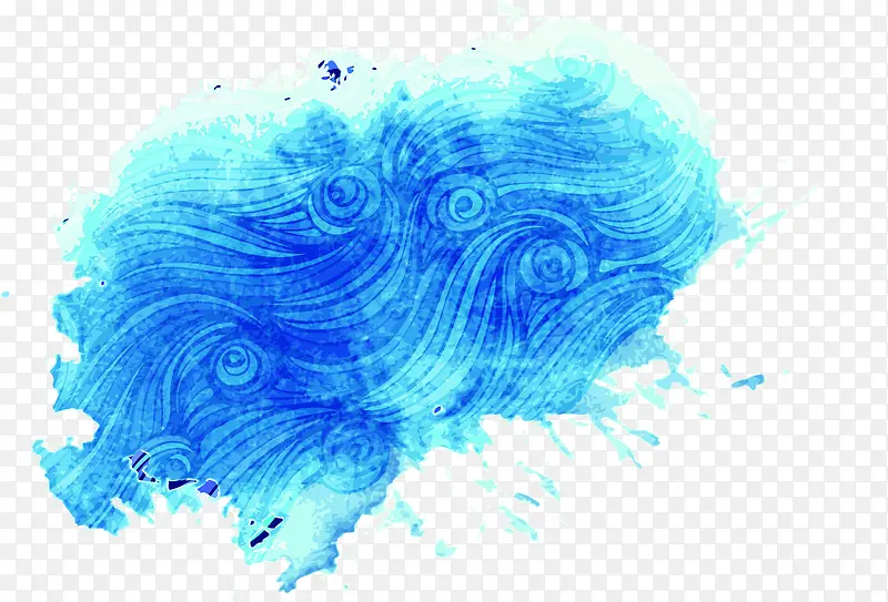 蓝色漩涡海浪造型