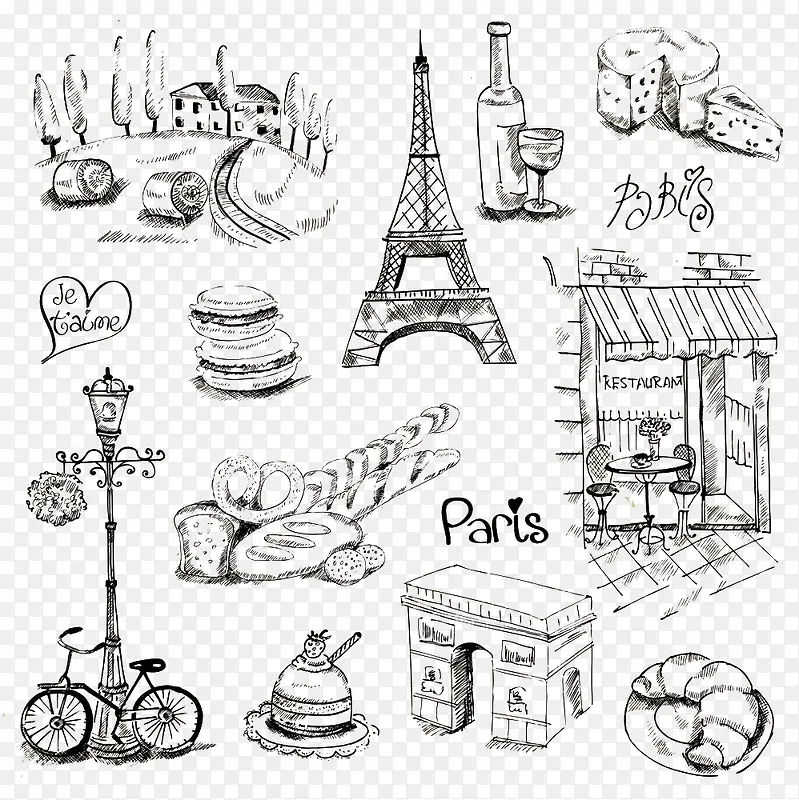 法国旅游素描图片