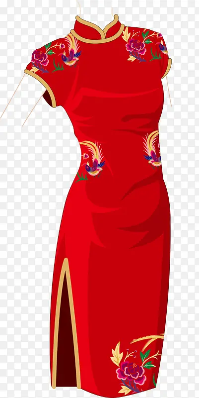 中国红色女性旗袍