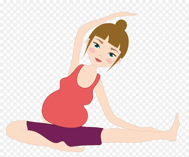 卡通孕妇瑜伽修心健身广告