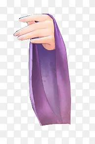 纤细手指紫色袖子
