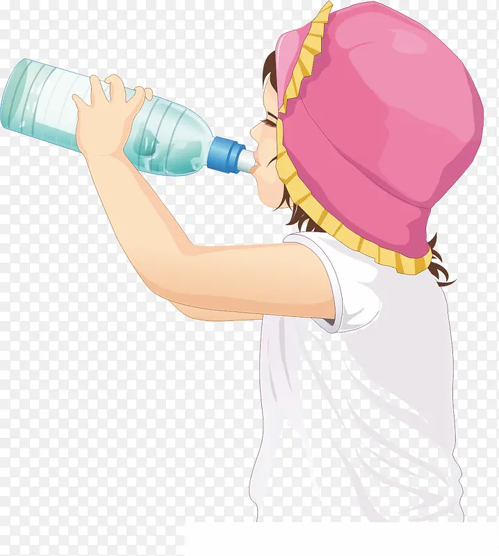 喝水的小女孩