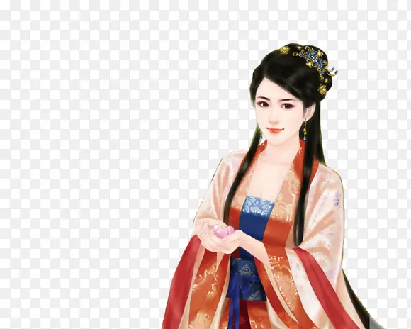 立绘古风手捧花瓣女子