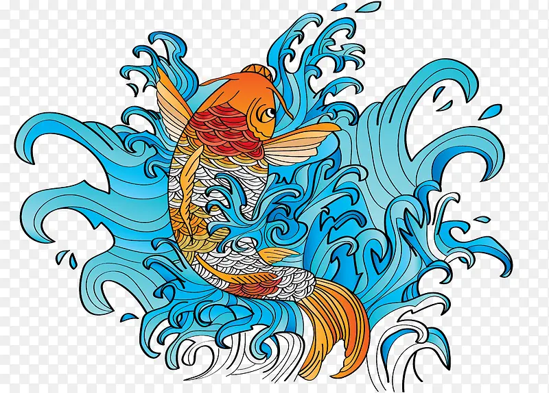 彩绘鲤鱼