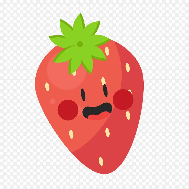 红色卡通微笑水果草莓