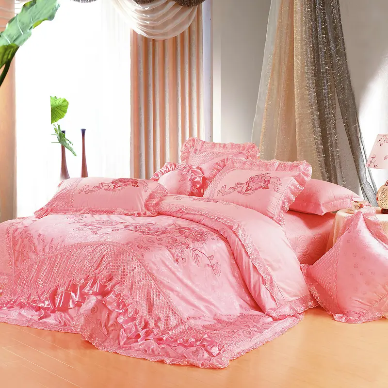 可爱粉红色床上四件套图