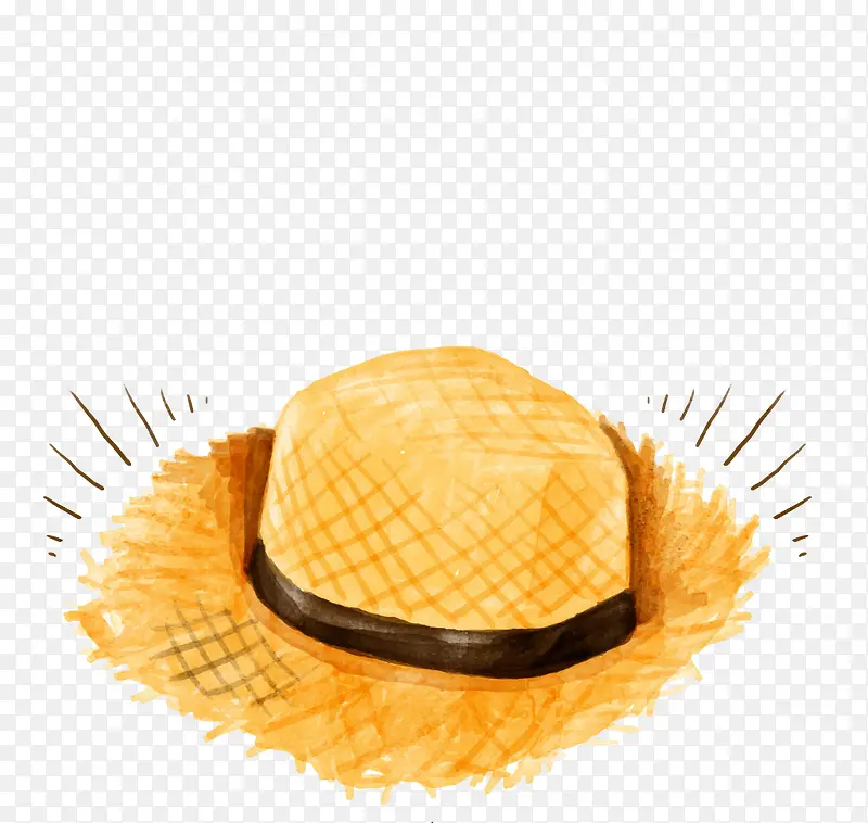 水彩黄色草帽