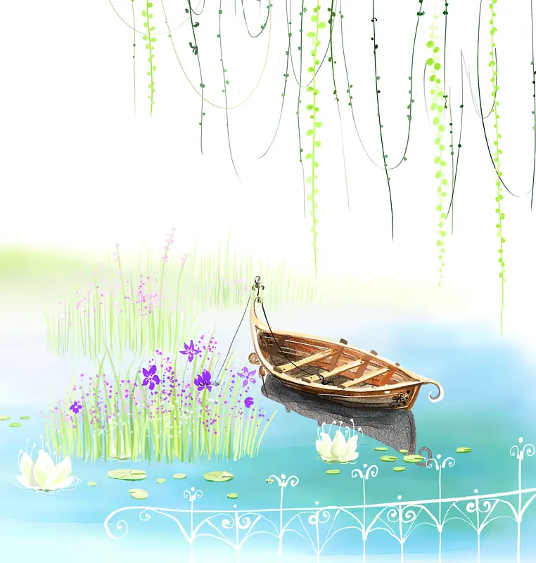湖泊鲜花素材