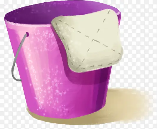 手绘水彩紫色可爱水桶