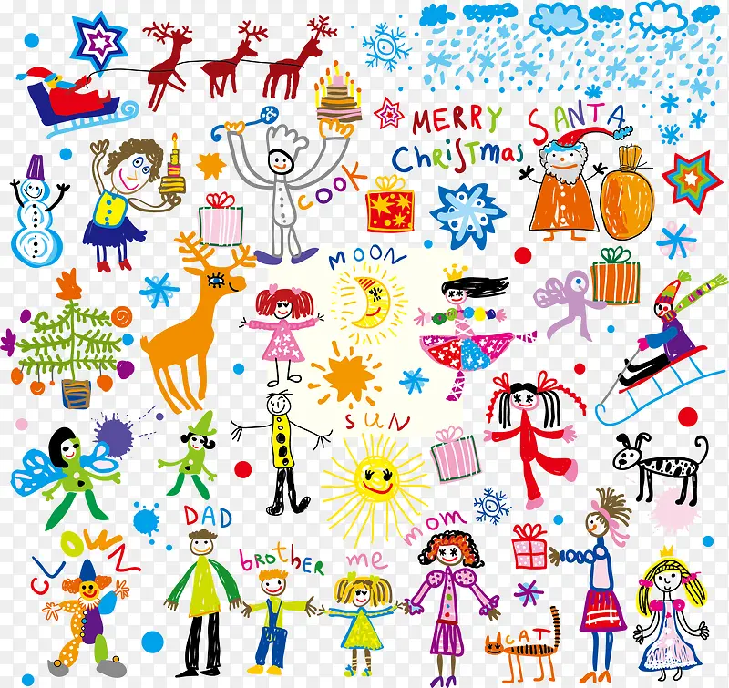 儿童涂鸦圣诞快乐