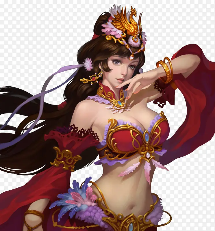 红色性感古风游戏人物