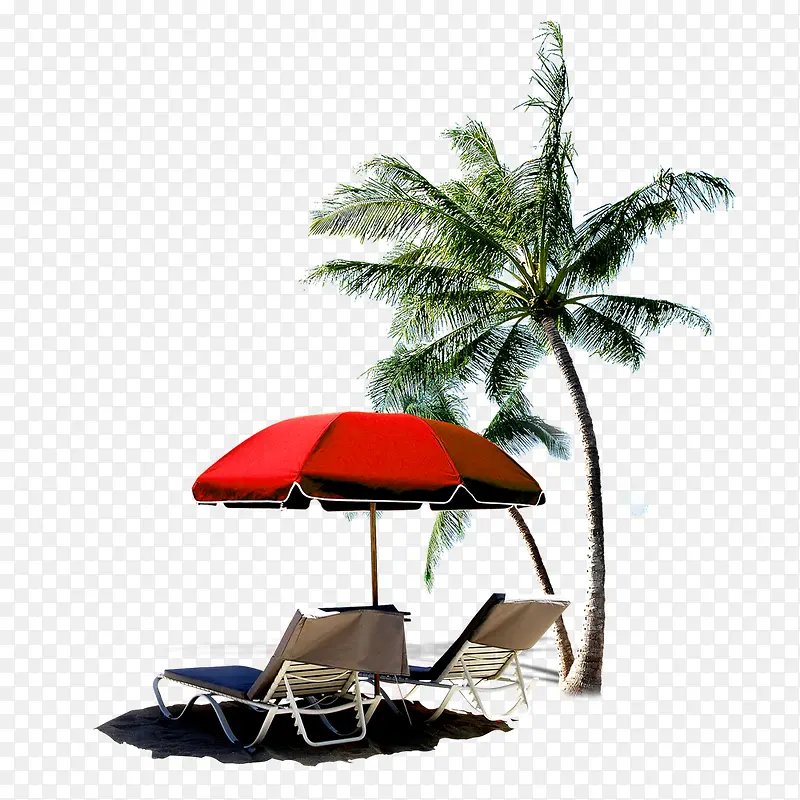 椰树沙滩躺椅