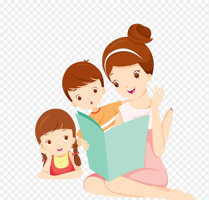 看书的妈妈和孩子