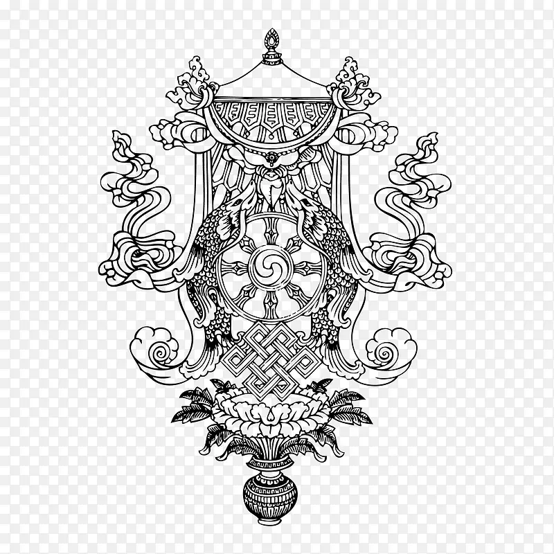 矢量西藏花纹图