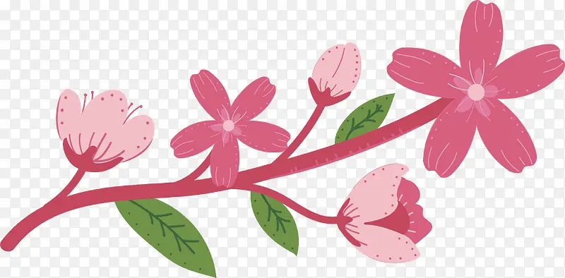 粉色创意手绘桃花