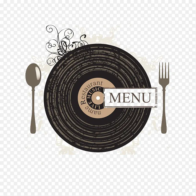 黑胶和餐具
