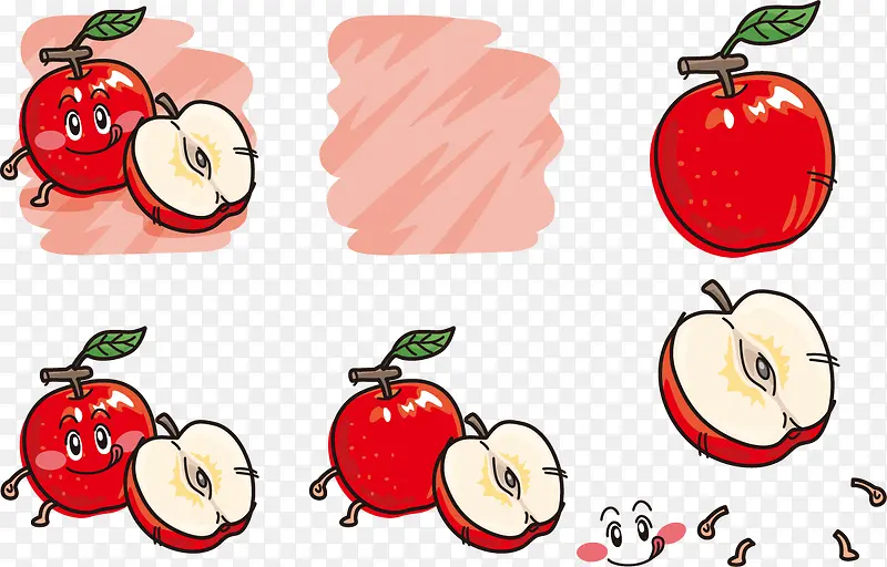 卡通手绘苹果虫子