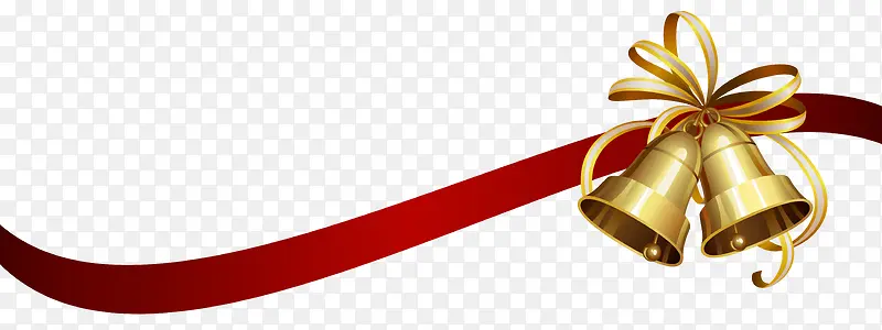 金色金属圣诞节铃铛配红缎带