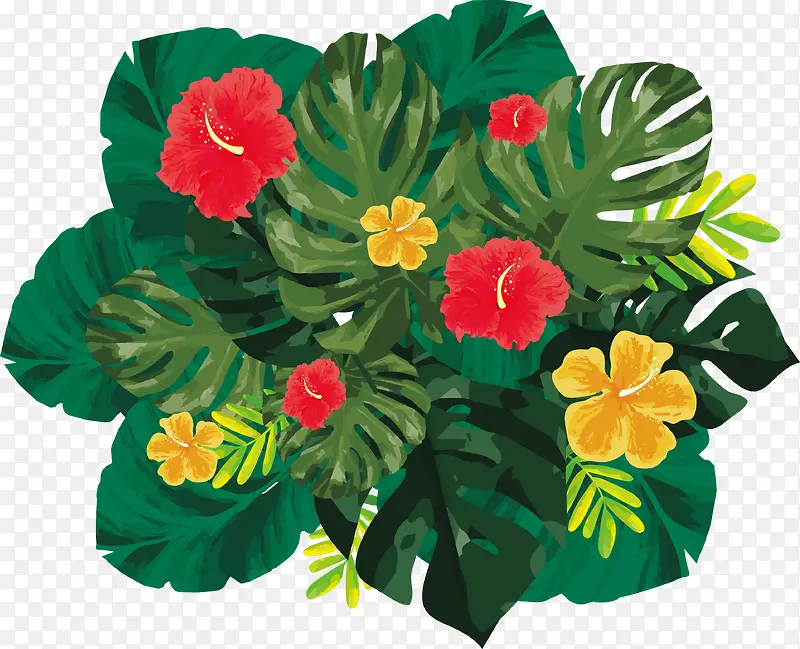 手绘热带植物标题框