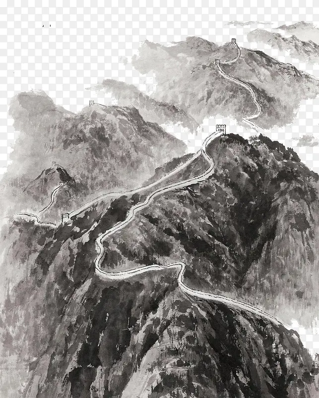 长城水墨画