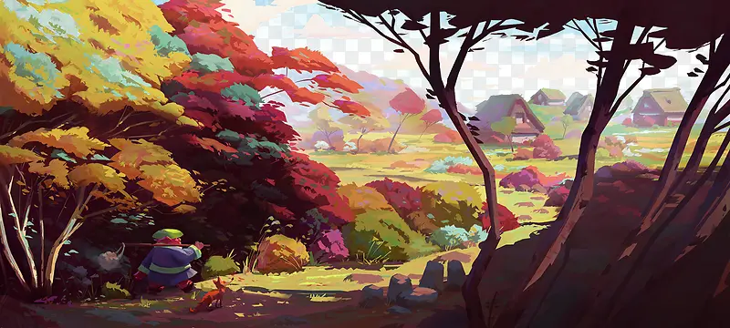 彩绘森林背景