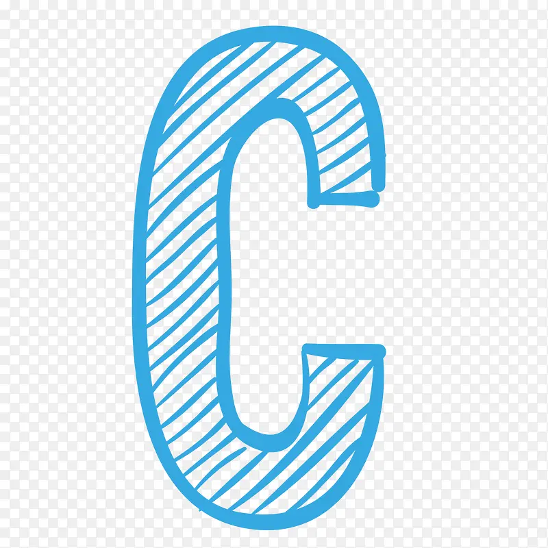 蓝色线条绘画字母C