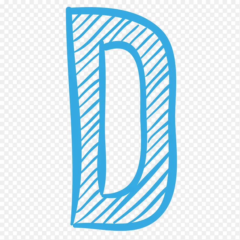 蓝色线条绘画字母D