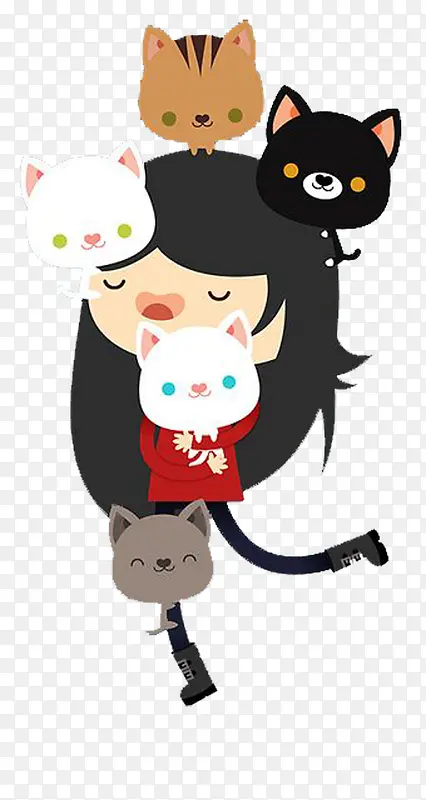 小女孩与猫