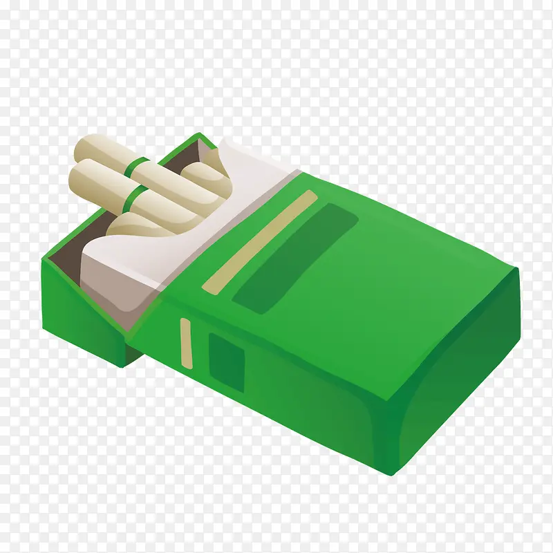 矢量绿色香烟烟盒抽烟