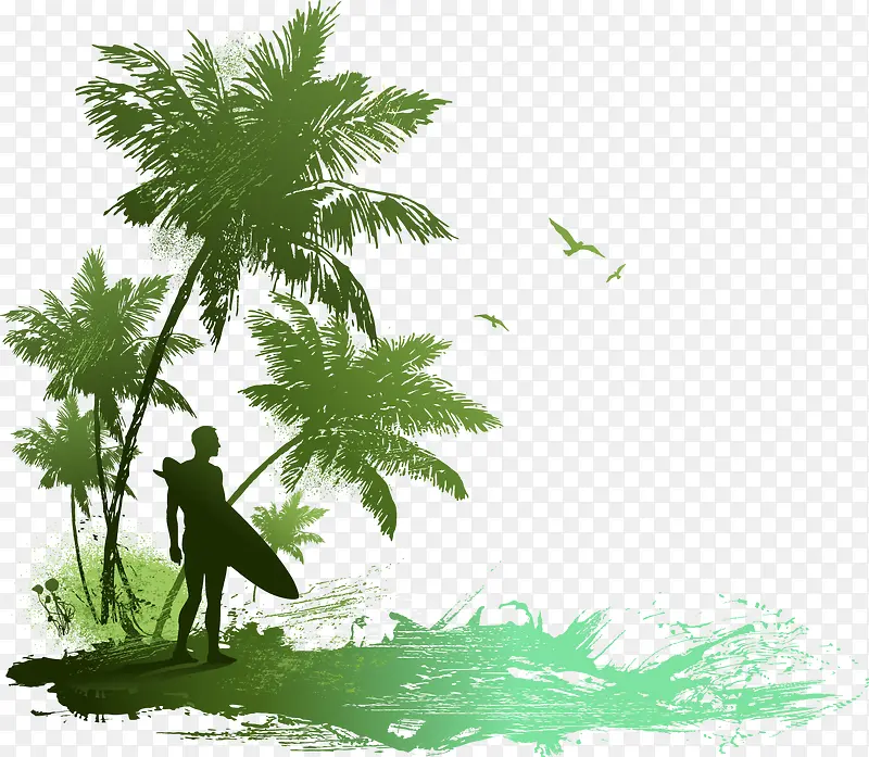 夏日清新椰树沙滩