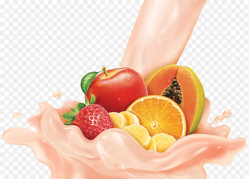 清爽可口的水果奶果汁
