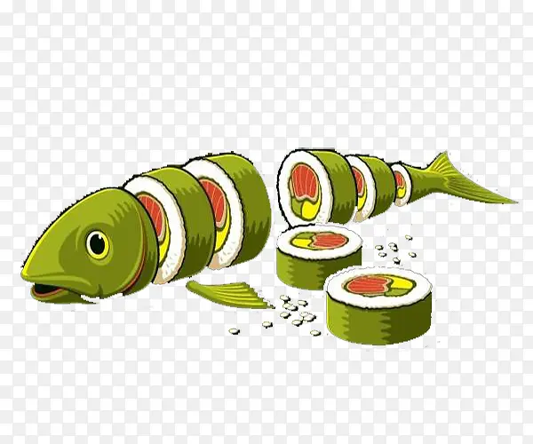 军绿色寿司鱼