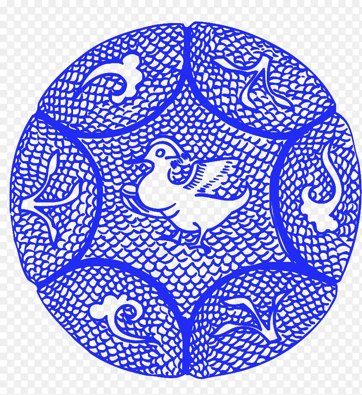 圆形青花花纹