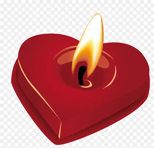 燃烧的红色情人节蜡烛手绘