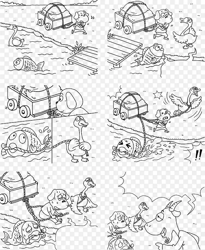 手绘可爱寓意漫画动物