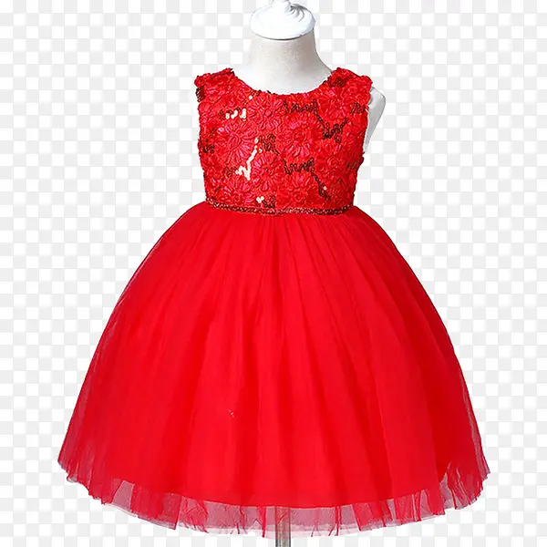 无袖红色礼服童裙