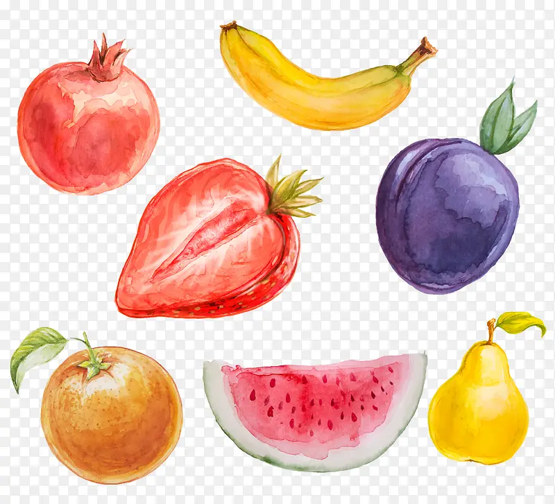 水彩手绘水果