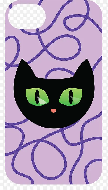 紫色背景猫咪矢量手机壳