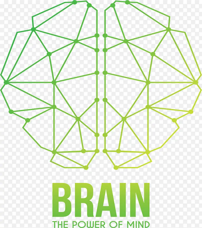 渐变绿色大脑结构