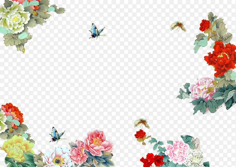 百花绽放  蝴蝶素材